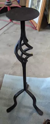 Vintage 3-legged Wrought Iron Pillar Candle Holder 18” Tall • $24.99