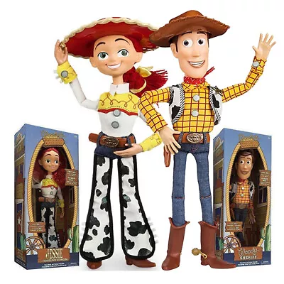 $43.59 • Buy 2pcs Toy Story Sheriff Woody + Jessie Doll Kid Soft Talking Action Figures Toy