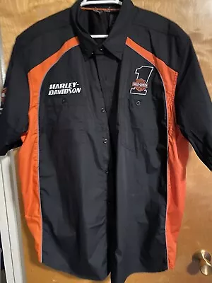 Vtg Harley Davidson Racing Screamin Eagle Shop Mechanic Button Down Shirt  3x • $76.43