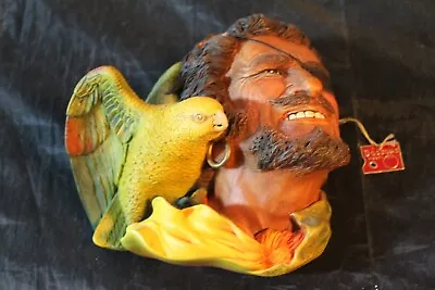 $20 • Buy Vintage Bosson Chalkware Hanging Head - Buccaneer And Parrot - 1966