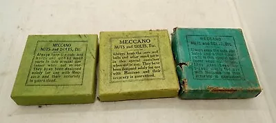 Vintage Meccano Green Square Parts Box  Nuts And Bolts Etc.  Lot Of 3  • £9.64