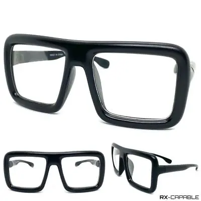 Oversized Vintage Retro Style Clear Lens EYE GLASSES Large Big Thick Black Frame • $14.99