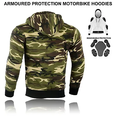 Motorcycle Motorbike Armoured Hoodie Hoody Fleece Jacket Zip Up Removable Armour • £29.99