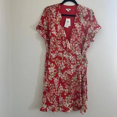J Jill Wrap Dress In Papaya Floral Print - NWT • $45