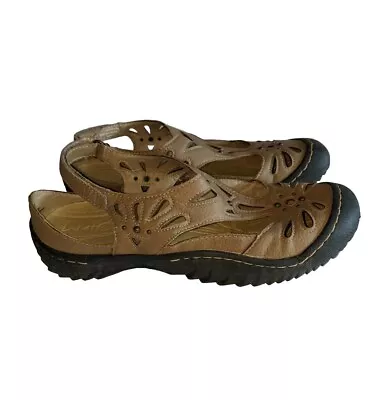 J-41 Adventure On Brown Hiking Sandals Tangerine Cut Out Design Shoes Wms 7.5M • $24.98