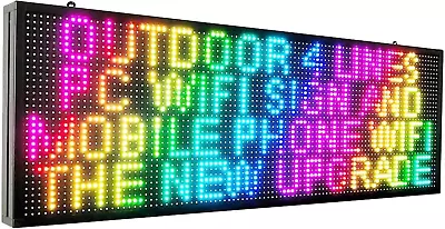 CX P10 LED Sign With WiFi - Outdoor Full Color Programmable LED Signs 39x 14 Wit • $334.21