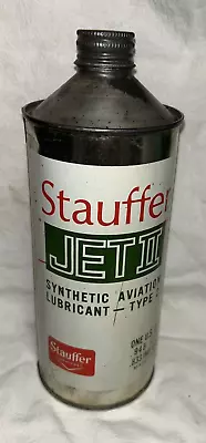 STAUFFER JET II 1960’s AVIATION LUBRICANT 1 Qt. CONE TOP Oil Can Full Vintage • $39.99