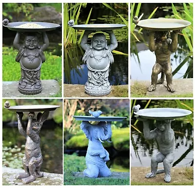 Garden Ornaments Bird Feeder Bath Rabbit Elephant Buddha Monkey Zen Statue Decor • £19.95