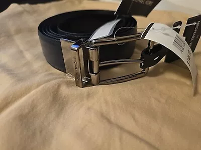 NWT Michael Kors Men's Cut To Size Reversible 34mm Belt Leather Navy Black $148 • $30.99