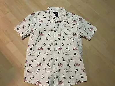 VSTR Size XL Mens Short Sleeve Button Up Skull Palm Tree Martini Shirt • $9.99