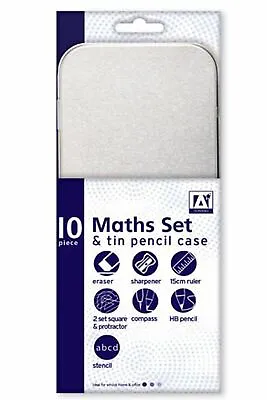 £3.50 • Buy Maths Set Geometry Ruler Compass Protractor School Stationary Pencil Sharpner UK