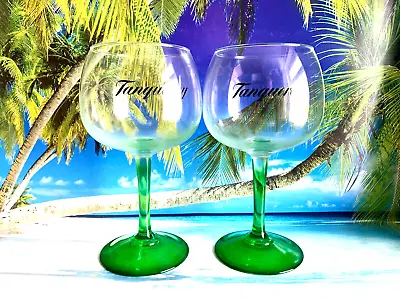 £12.99 • Buy 2 X TANQUERAY GIN GLASSES BALLOON LARGE GREEN STEM