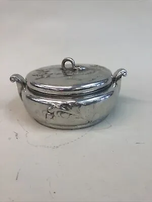 JUGENDSIL KAYSERZINN 4102 GRAPE & LEAF PEWTER COVERED TRINKET DISH W LID • £100