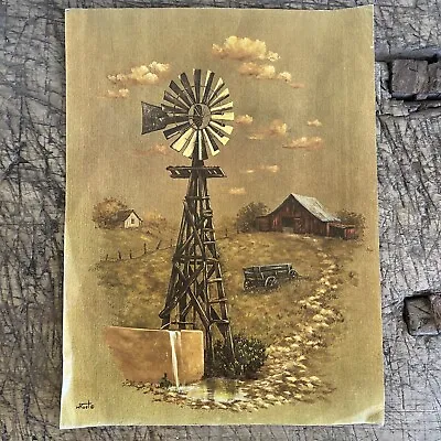 Vintage Texas Windmill Print Art By Wadine Rust Signed 459/1000 - 12 X 16 Rustic • $29.97