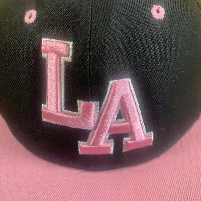 LA Los Angeles Black Pink Snapback Hat Cap Adjustable H39 • $18.77