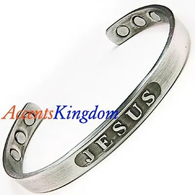 Accents Kingdom Mens Magnetic Copper Cuff Bangle Golf Bracelet Jesus • $21.24