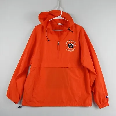 Auburn University Jacket Men Medium Orange Champion Anorak Windbreaker Hood M • $15.94