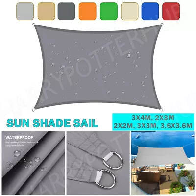 Heavy Duty Waterproof Sun Shade Sail Grey Gray Square Rectangle 98% UV Block AU • $24.99