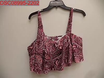 Kona Sol Women's Burgundy Post Mastectomy One Shoulder Flounce Top XL PP211C06 • $22.50