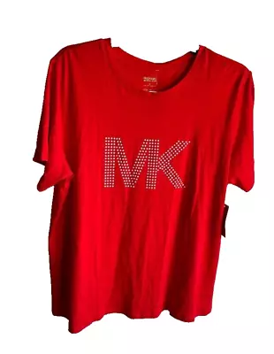 Nwt $88 Michael Kors Mk Studded White Logo Red T-shirt Plus Size 1x • $29.99