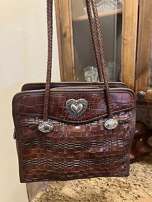 Bags By Marlo 80s Vintage Brown Woven Handbag Braided Straps • $19.99