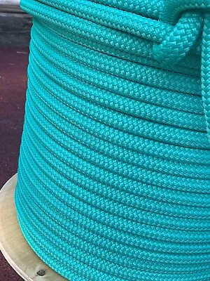 5/16 X 100 Ft Pre-Cut Double Braid-Yacht Braid Polyester Rope Hank. Turquoise. • $49