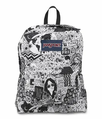 £29.95 • Buy JanSport SuperBreak Backpack/ Rucksack School Bag JT501 Black/White Free Spirit