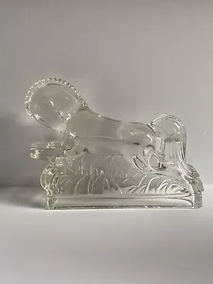 Vintage L.E. Smith Galloping Horse Clear Glass Art Deco Single Book End  7  • $13.99