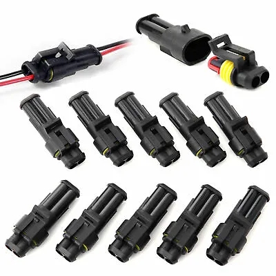 2/3 Pins Waterproof Vehicle Car ATV Electrical Wire Connector Plug Cable 12V UK • £10.44