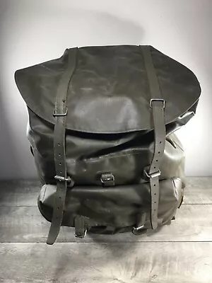 Vtg Army Rubberized Waterproof Leather Military External Frame Rucksack Backpack • $161.49