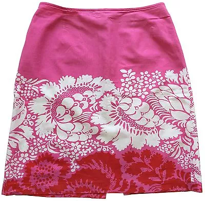 Vtg MARIMEKKO Pink Cotton Pencil Skirt Sz 10 Maija Isola  Ananas  Print  • $89