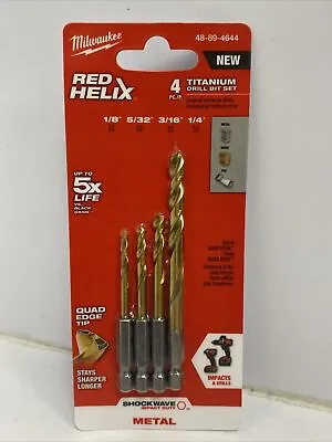 Milwaukee Red Helix Metal Titanium Drill Bits 48-89-4644 • $13