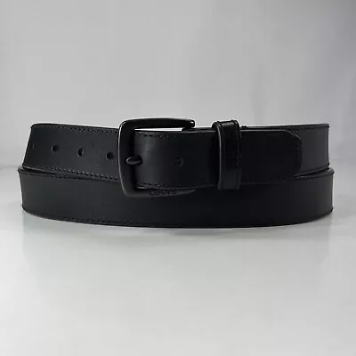 Levi's Black Leather Work Belt - Black Buckle - Men's Size 50 • $15.20