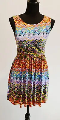 T-Bags Los Angeles Mini Dress Size Small Multicolored Chevron Pattern • $15