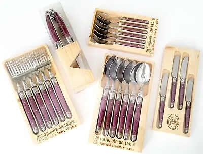 Laguiole 24 Piece Cutlery Set Pearl Purple Plus Butter/Cheese Knives • £129