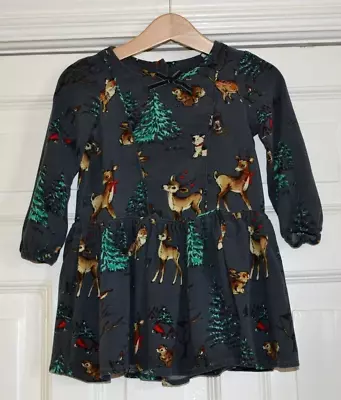 £6 • Buy Baby Girl Next Dress 12-18 Months Reindeer Deer Christmas 1-1.5 Years Xmas Retro