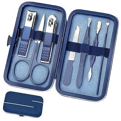 Travel Manicure Set Mens Grooming Kit Women Nail Manicure Kit 8 In 1 (Blue) • $22.89