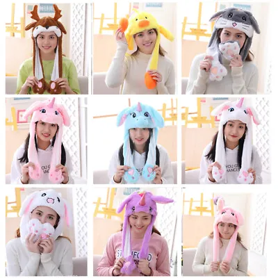 Rabbit Hat Ear Moving Airbag Bunny Cute Plush Funny Soft Cap Headwear Girls Gift • $7.99