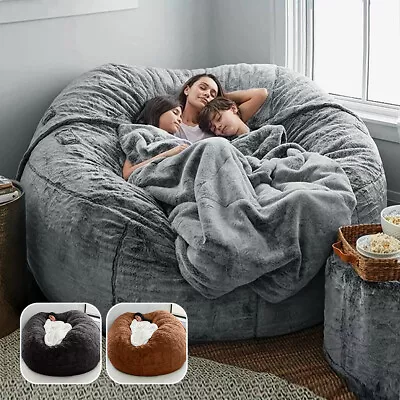 Microsuede Foam Giant Bean Bag Memory Living Room Chair Lazy Sofa Cover 5FT.✢ • £56.99