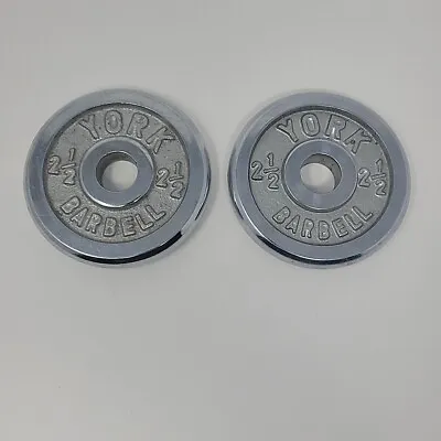 VTG York Barbell 2.5lb 2.5 Standard Weight Plates CHROME 1  Hole 5lbs Total • $29