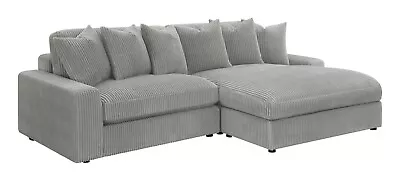$1499 • Buy 2 Pc Light Grey Corduroy Reversible Sofa Sectional Living Room Furniture