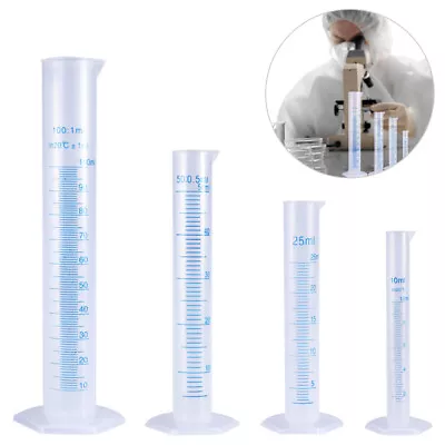 4-Piece Glass Measuring Tube Set For Lab & Home (10ml 25ml  100ml) • £8.89