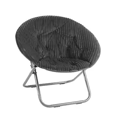Corduroy Saucer Chair Moon Seat Stool Soft Folding Home Living Room Sofa Gray • $39.98