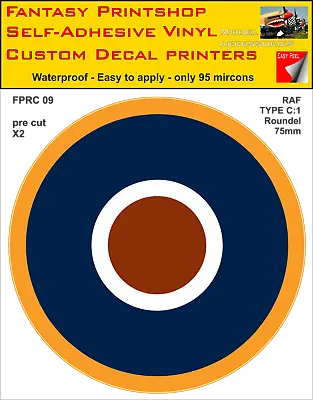 RAF Roundels Twin Packs Vinyl Sticker Decals  Type C1 Roundel  75 - 200mm FPRC09 • £5.95