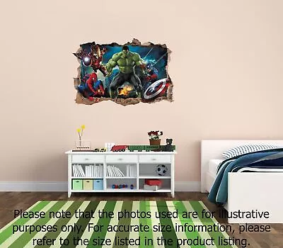3D Marvel Avengers Hole In Wall Sticker Art Decal Decor Kids Bedroom Decoration • £19.98
