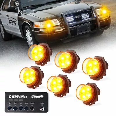 $85.99 • Buy Xprite 6x  Amber Hide-A-Way Strobe Light LED Headlight Bulb Kit W/ Control Box