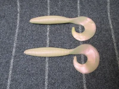 Pair Of Grub Curly Tail White Soft Body 6 In Long Fishing Lures - Extra Large  • $6.98