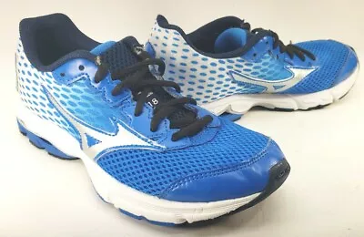 Mizuno Wave Rider 18 Athletic Running Shoe Youth Size 4.5 K1GC152507 Blue White • $23.51