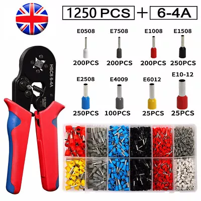 1250X Wire Crimp Connector Cable Cord Pin End Bootlace Ferrule Terminal Kit Set • £7.59