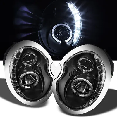 LH+RH Black Pair Halo Projector Headlight LED Daytime Lamps 02-06 Mini Cooper • $224.75